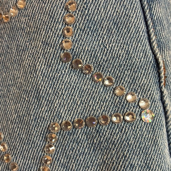 Simple Society Y2K light wash distressed stars rhinestones high rise jeans 5/27 - Picture 14 of 16